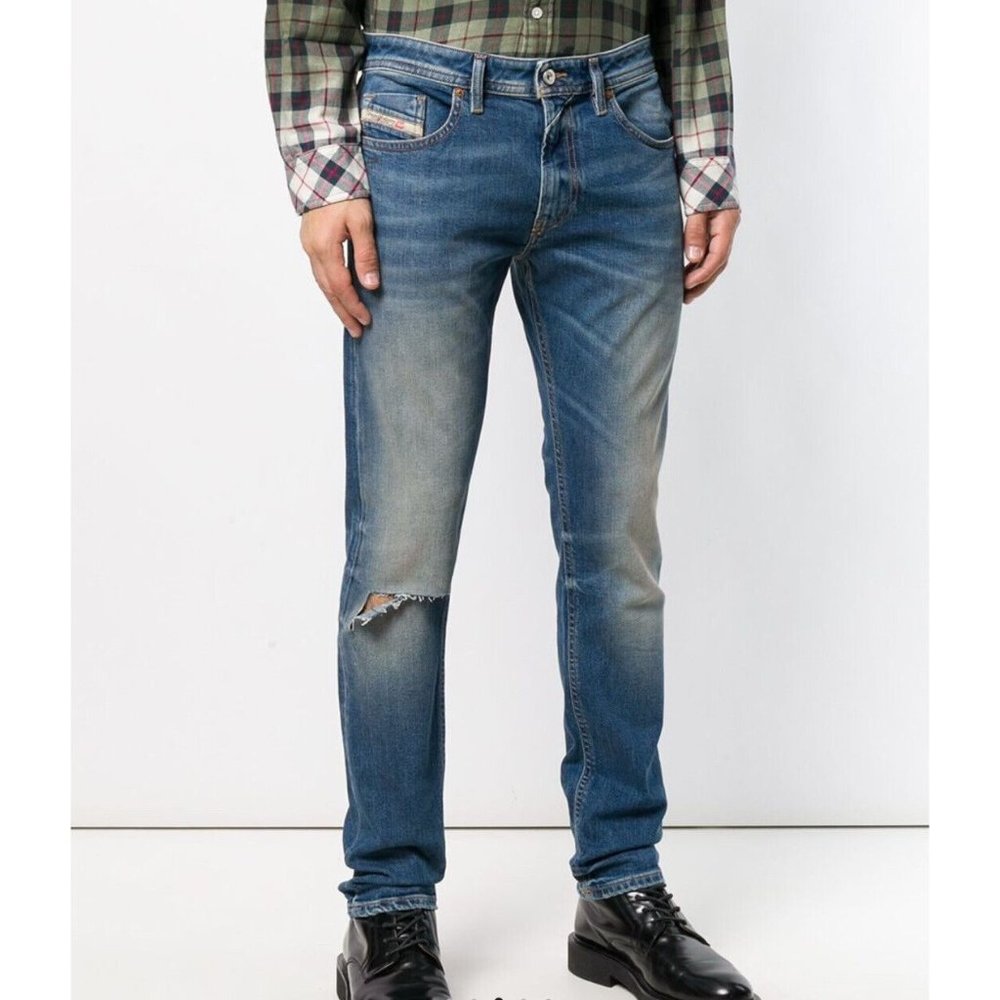 $298 Diesel Thommer Slim Skinny Jeans 084ZL Made In Italy Blue W30 X L32